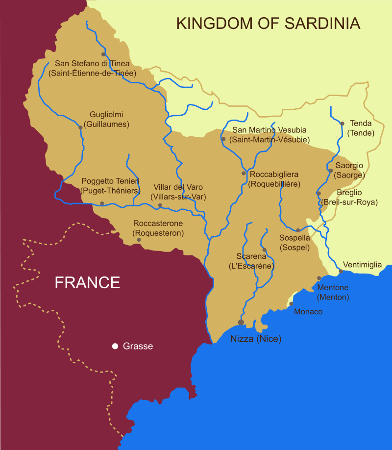 1860년 이전의 모나코. 프랑스가 영토의 95%를 떼내 갔다. /위키피디아