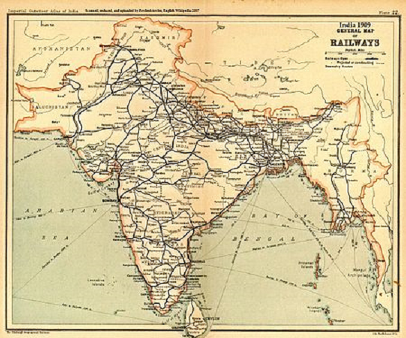 1909년 인도의 철도현황 /위키피디아