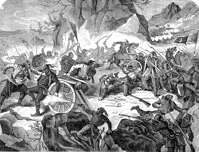 1877년 오스만투르크의 공격에 맹렬하게 저항하는 몬테네그로군. /위키피디아