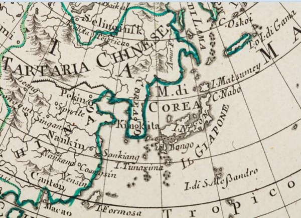 「안토니오 자타의 세계지도」(1779년) 세부 이미지 /해양수산부