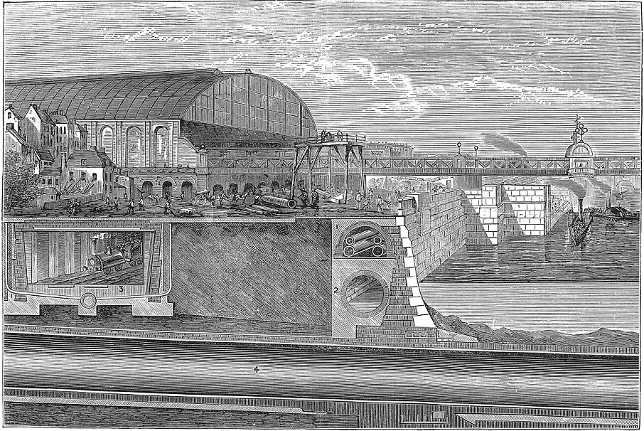 템스강변에 배수관거를 설치하는 모습 /위키피디아