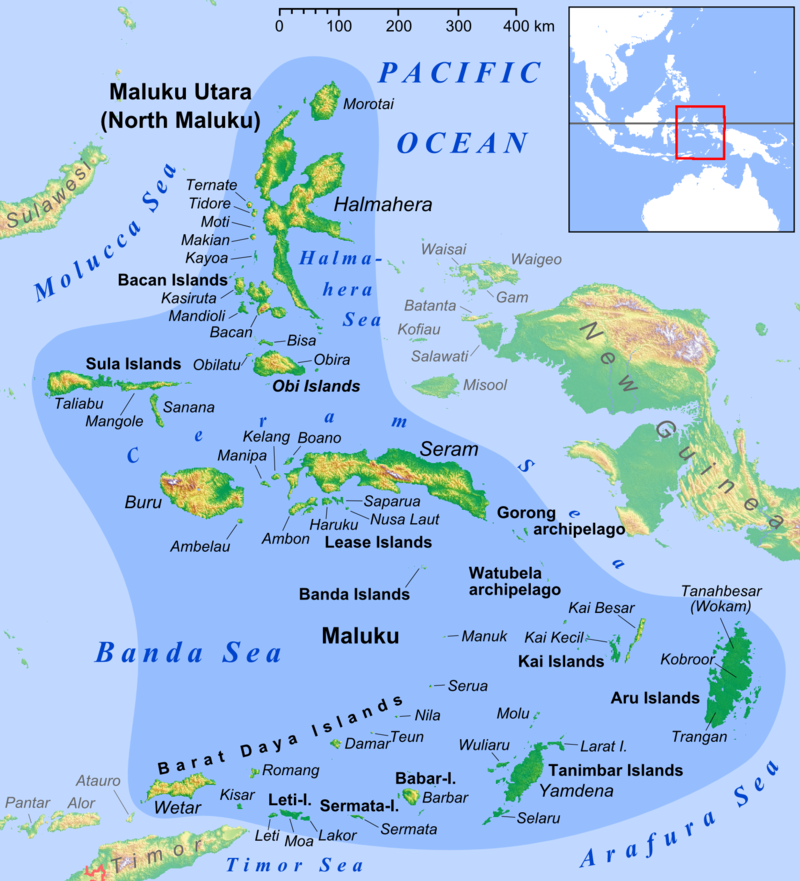 몰루카 열도 지도 /위키피디아