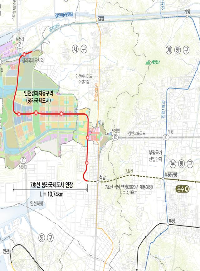 서울도시철도 7호선 연장사업 노선도 /국토교통부