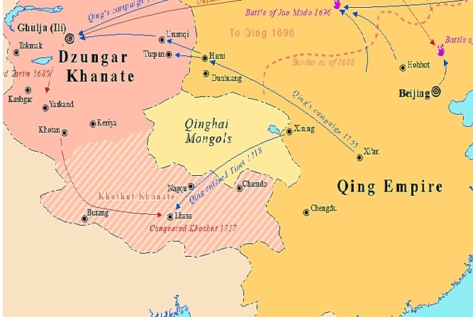 18세기초 준가르와 청군의 티베트 공격 /위키피디아