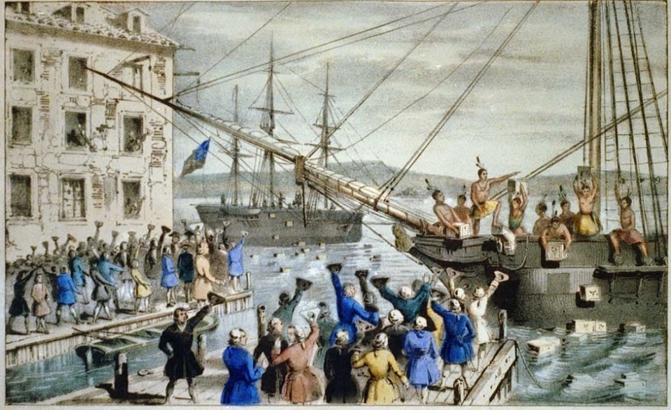 1773년 12월 보스턴 차 사건(그림) /위키피디아