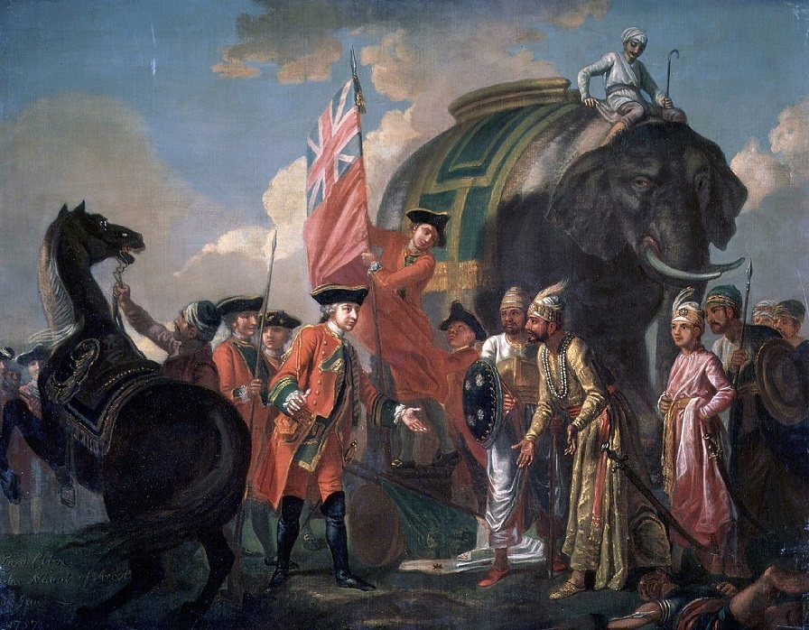 1757년 플라시 전투에서 로버트 클라이브가 미르 자파르를 만나는 장면(유화) /위키피디아