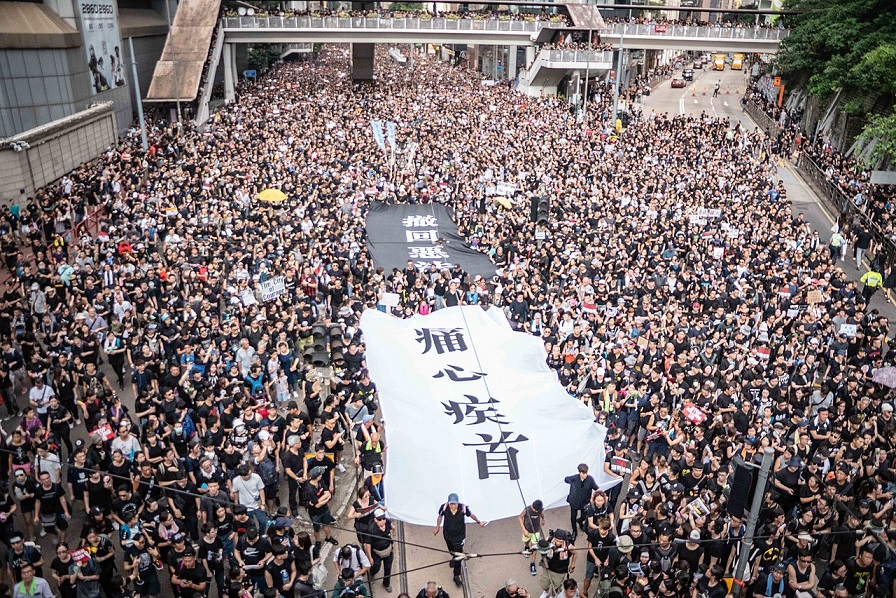 지난 7월 홍콩에서 열린 범죄인 인도법 반대시위 /위키피디아