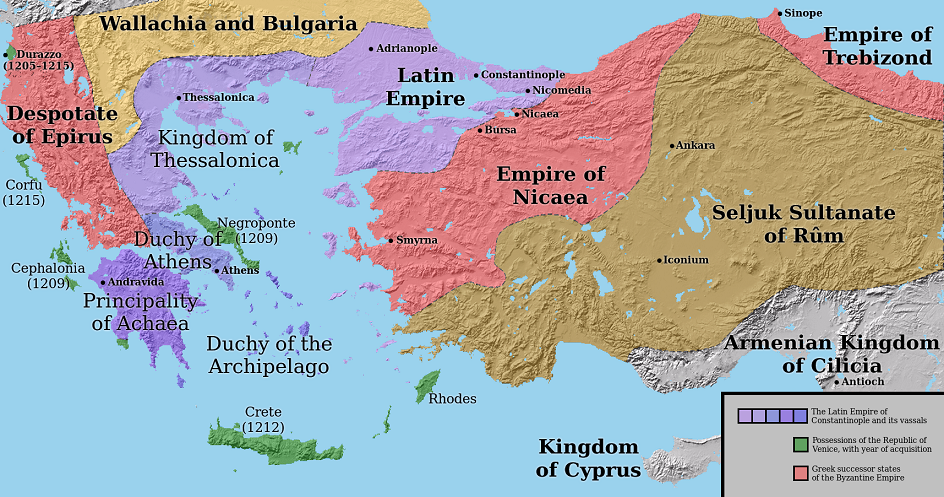 라틴제국 시절의 형세도 /위키피디아