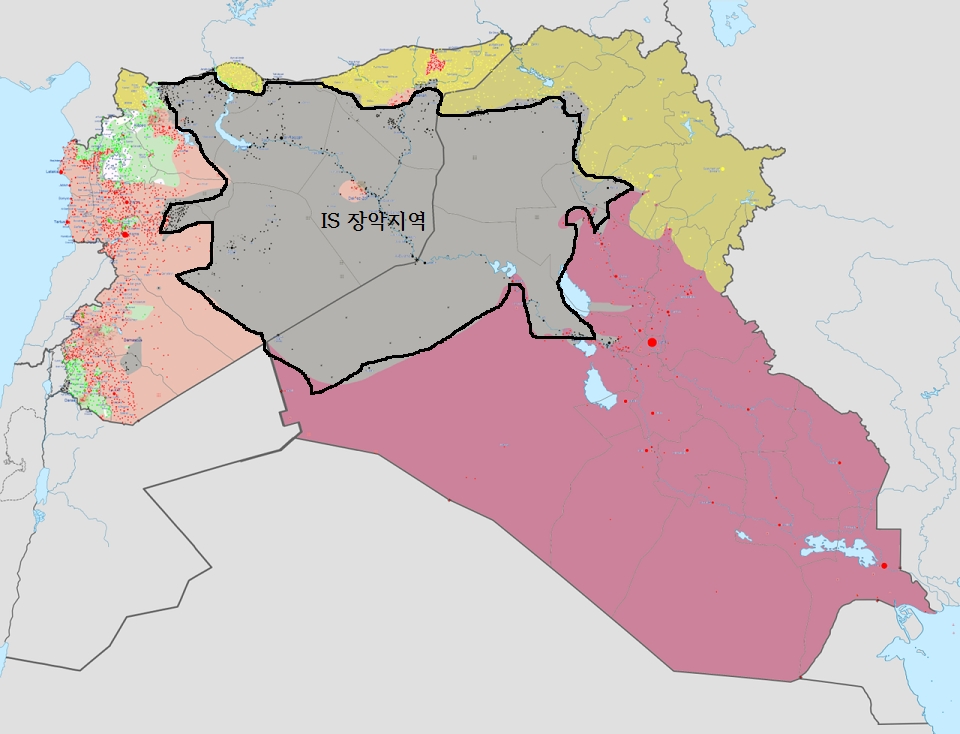 2015년 IS 장악 지역 /위키피디아