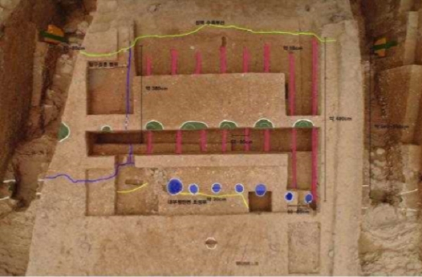 함안 가야리 유적 토성벽 상부 목조구조물 조성 양상 /문화재청