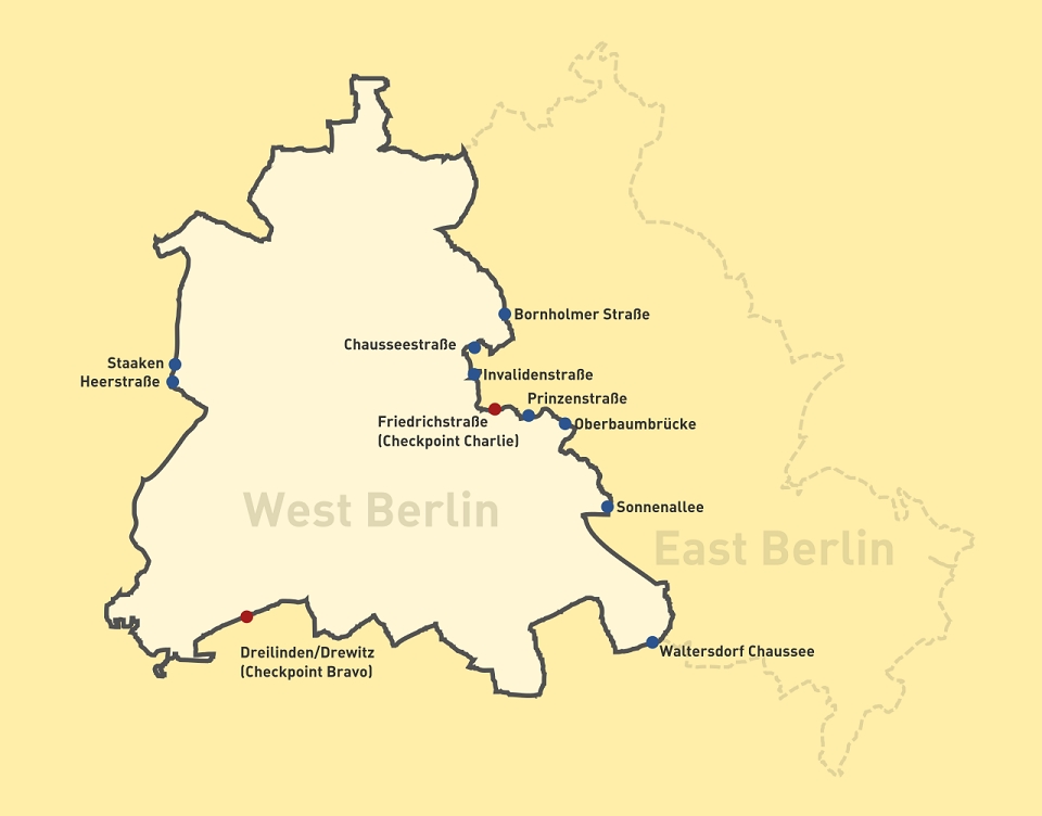 베를린 장벽 설치 위치 /위키피디아