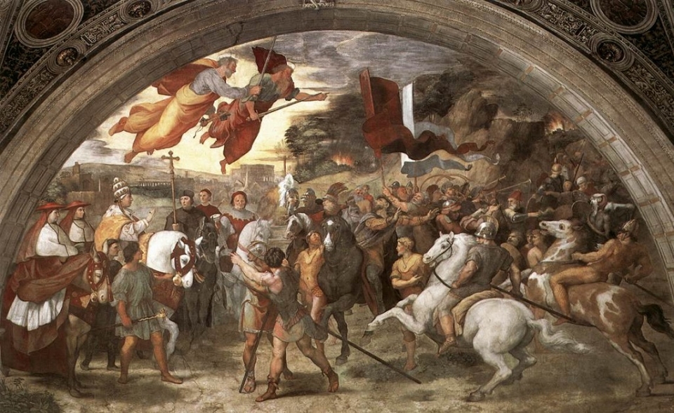 로마주교 레오 1세가 훈족과 만나는 모습. 라파엘로의 그림 /위키피디아