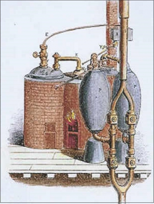 토머스 세이버리가 1698년에 개발한 증기기관 /위키피디아