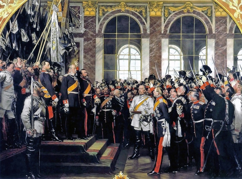 1871년 1월 18일 빌헬름 1세가 파리 베르사이유 궁전에서 독일제국을 선포하고 있다. /위키피디아
