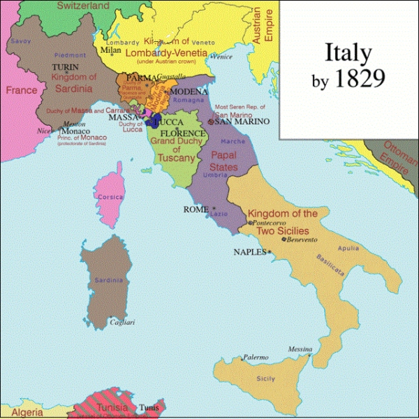 통일전쟁 전의 이탈리아 /위키피디아