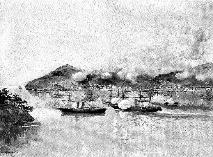 1863년 미군 함정의 조슈 시모노세키 함포사격 /위키피디아