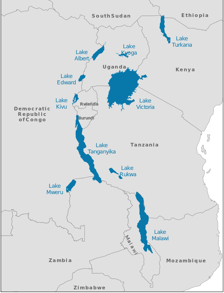 아프리카 호수 주변의 국가들 /위키피디아