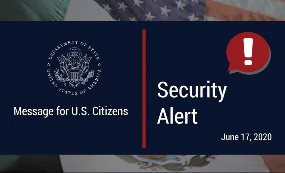 멕시코시티 주재 미국 대사관의 보안경보 /미국 국무부