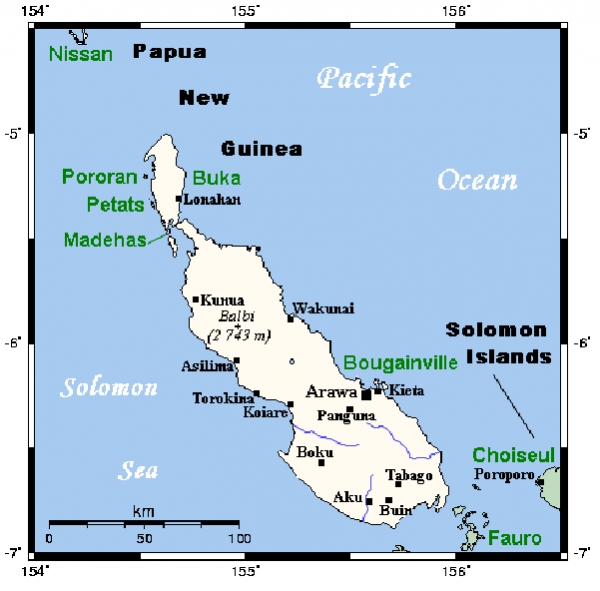 부건빌 섬의 지도 /위키피디아