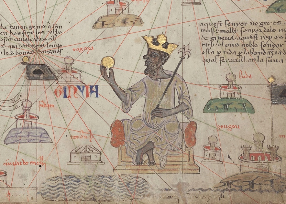 1375년 카탈루냐 지도에 그려진 만사 무사 왕의 메카 순례 그림 /위키피디아