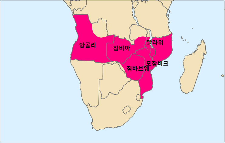 20세기초 포르투갈의 아프리카 핑크맵 /위키피디아