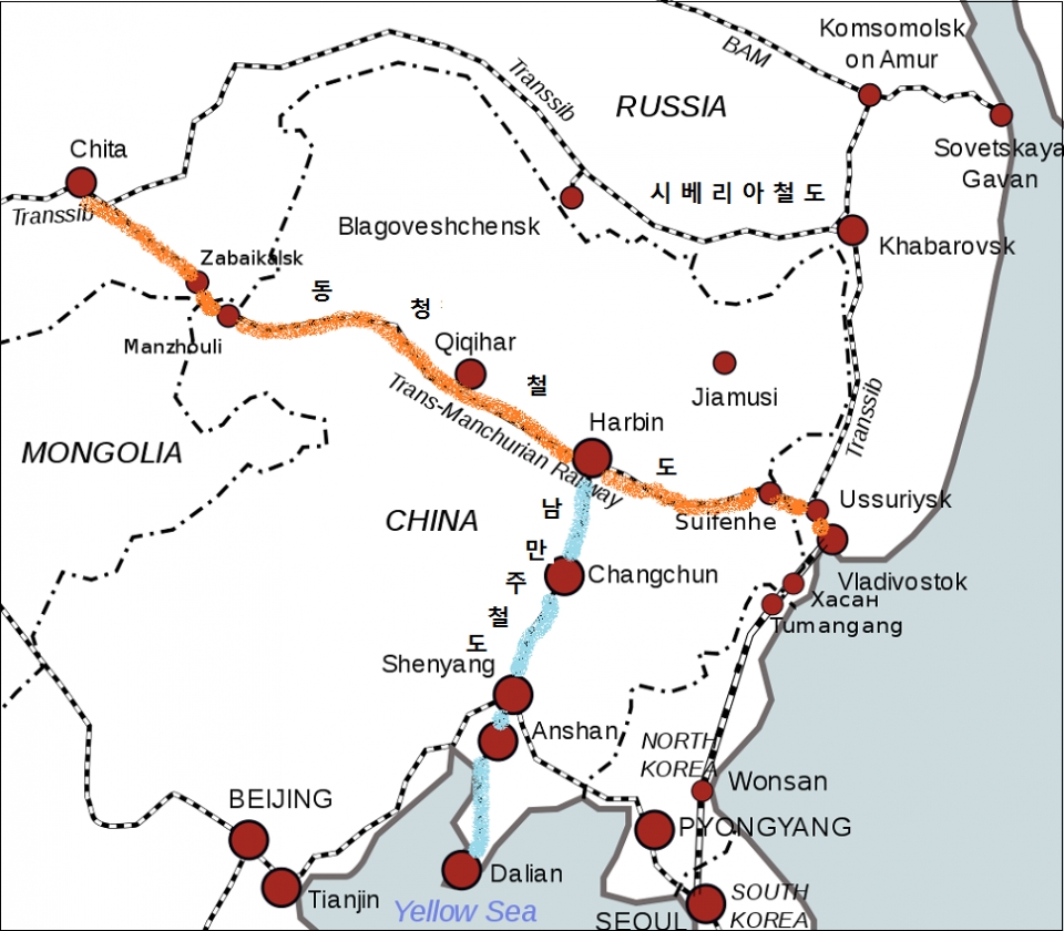 동청철도와 남만주철도 구간 /위키피디아
