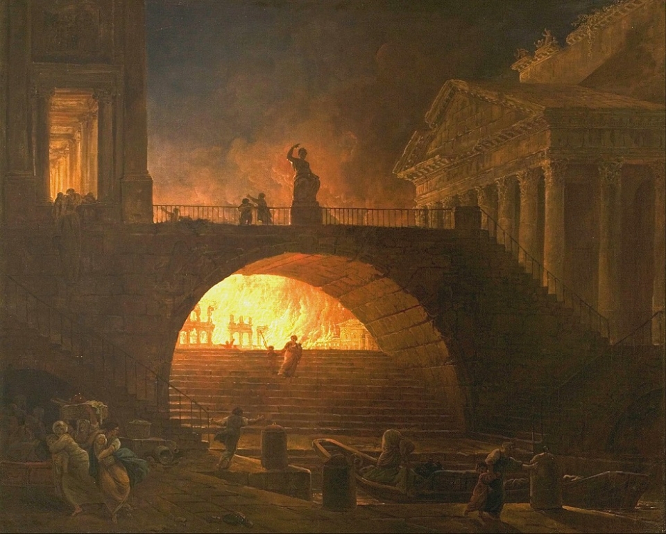 네로 황제 재위기의 로마 화재 (Hubert Robert) /위키피디아
