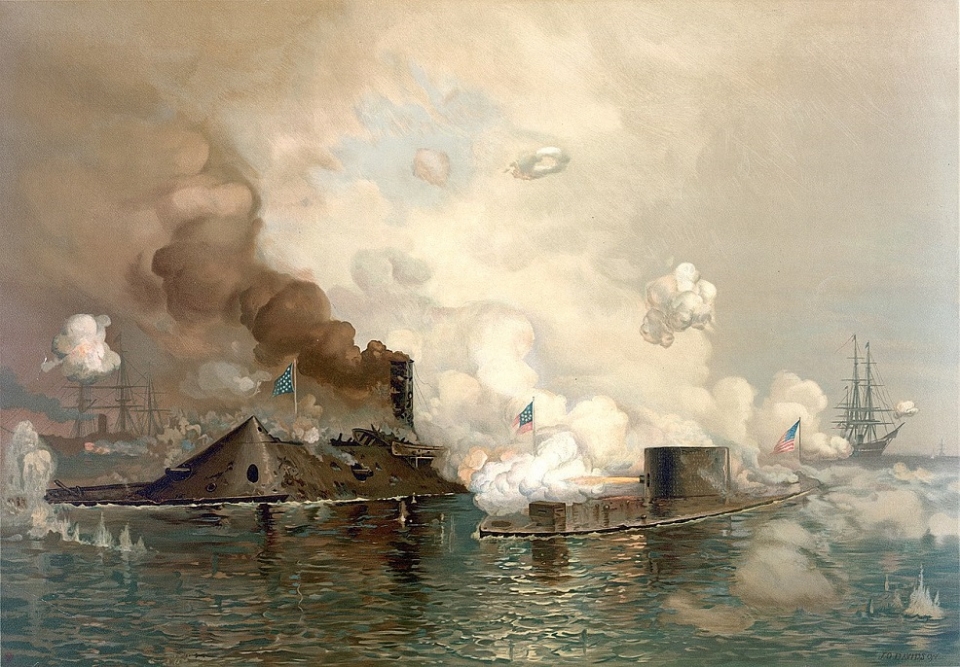 1862년 북부 해군이 남부 해안 요새를 파괴하고 있다. /위키피디아
