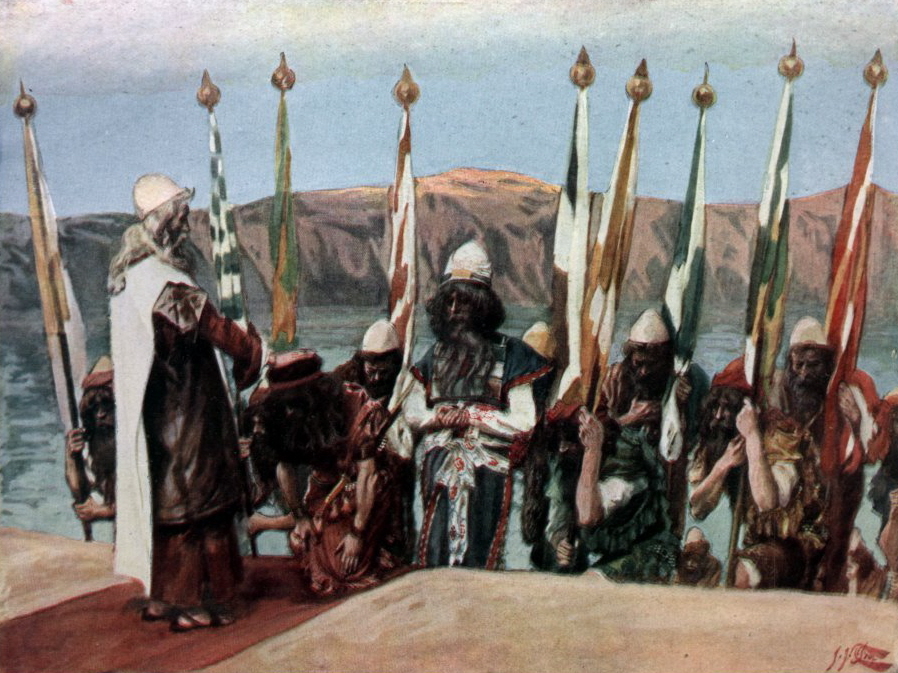 모세가 여호수아를 후계자로 지명하고 있다. (James Tissot, 1896–1902) /위키피디아