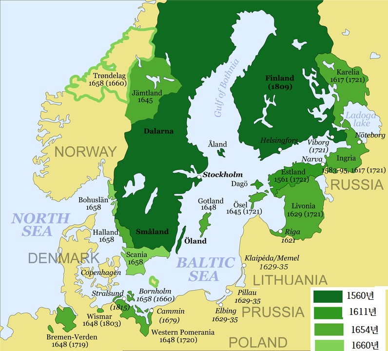 스웨덴 왕국의 판도 /위키피디아