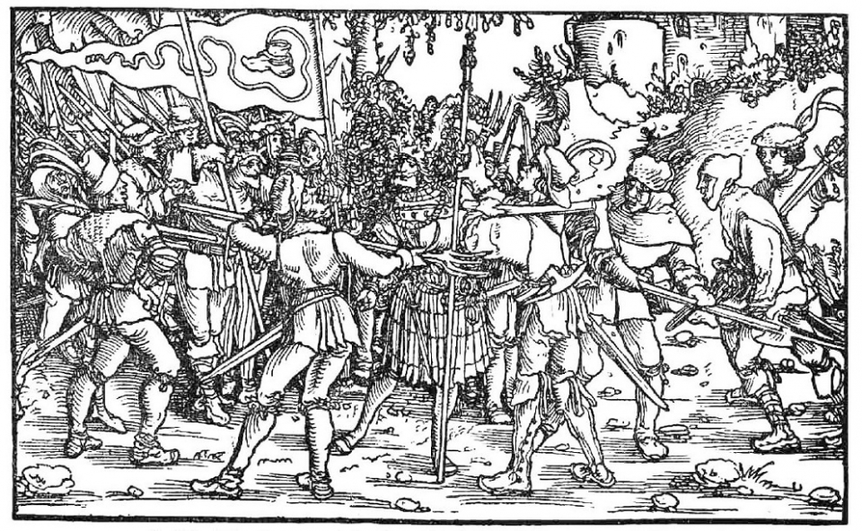 1525년 독일농민전전쟁에서 농민군이 기사를 포위하고 있다. /위키피디아