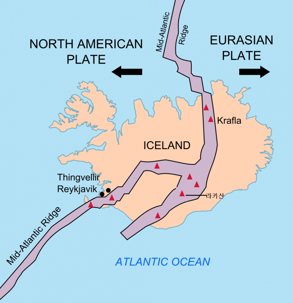 아이슬란드의 지각판 구조 /위키피디아