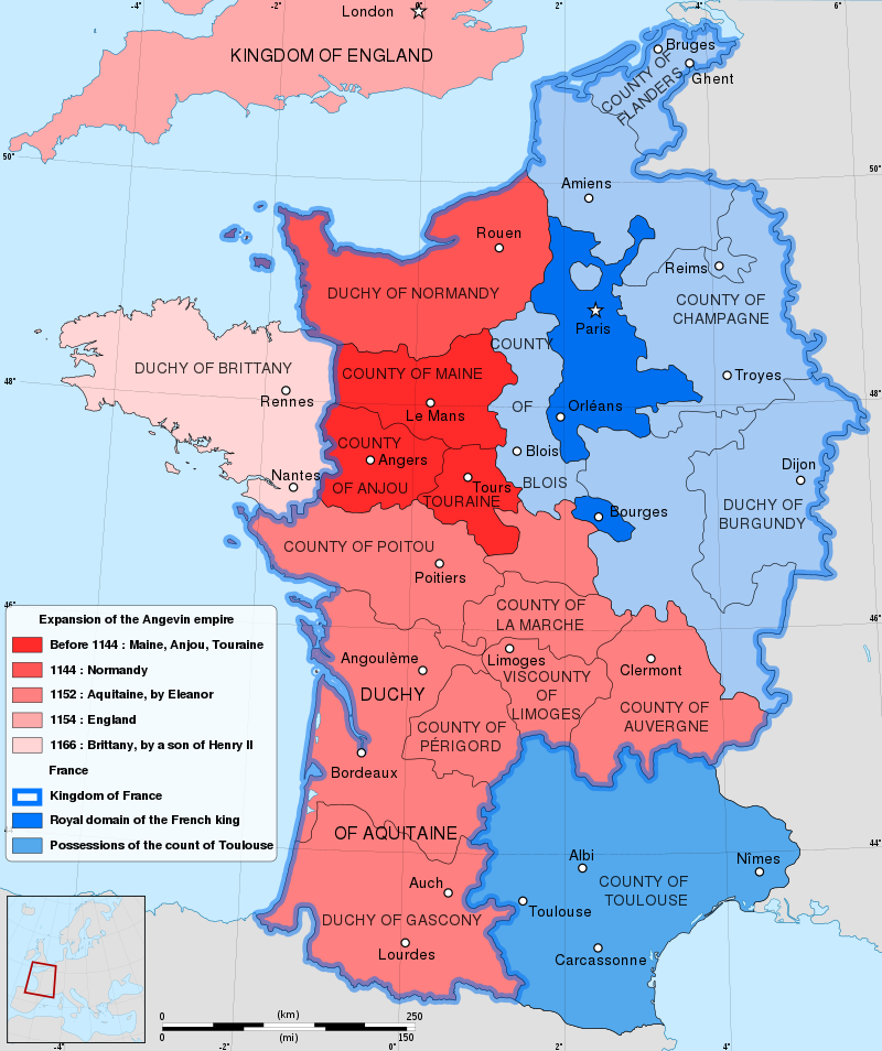 1154년 프랑스 지도 /위키피디아