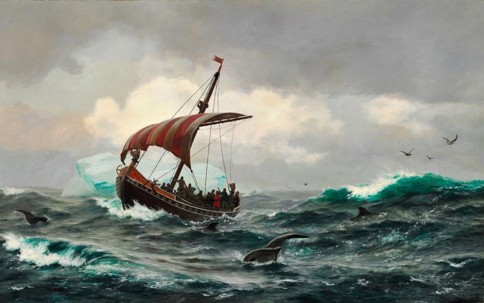 1000년 경에 그린란드 해안을 항해하는 그림 /위키피디아