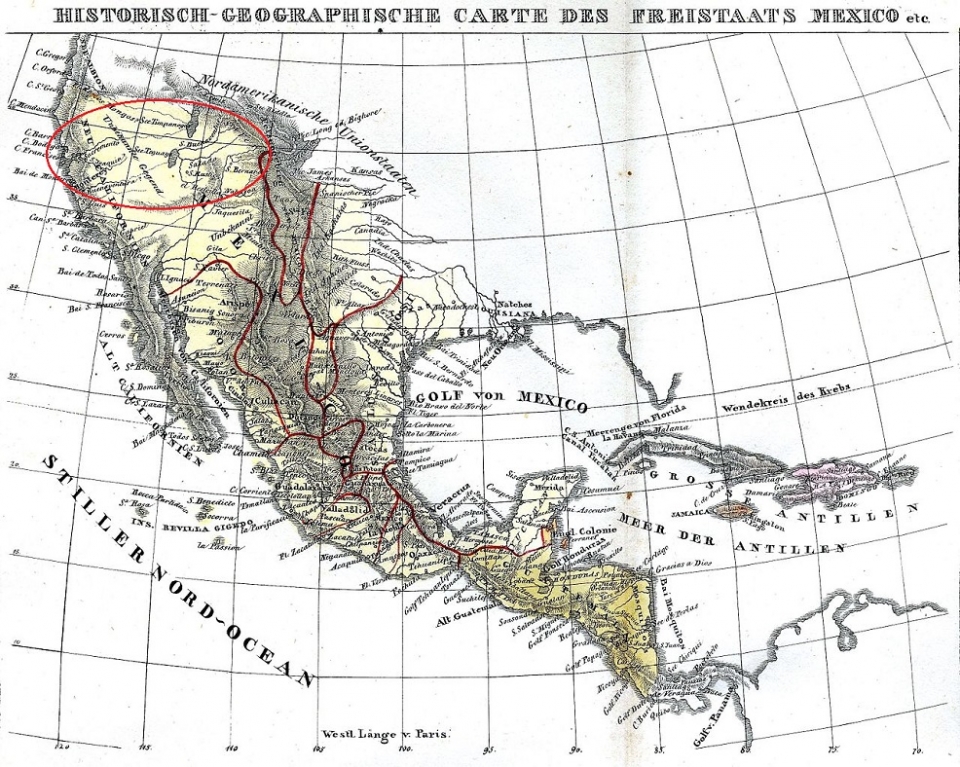 독일인이 그린 미국 서부지도(1829) /위키피디아
