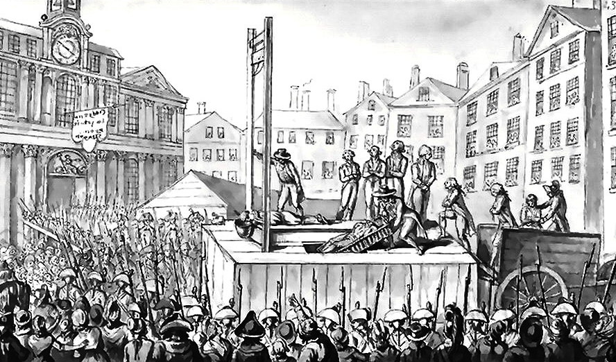 프랑스 공포정치가 극심하던 1793년의 기요틴 처형 /위키피디아