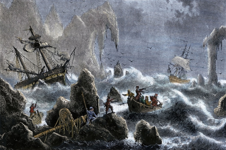 1741년 비투스 베링이 알류산 열도에서 난파한 그림 /위키피디아