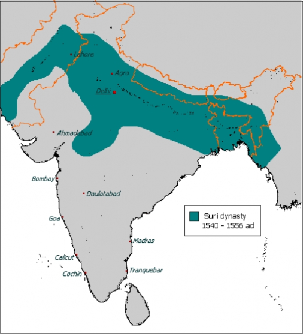 수르 왕조 지배영역 /위키피디아