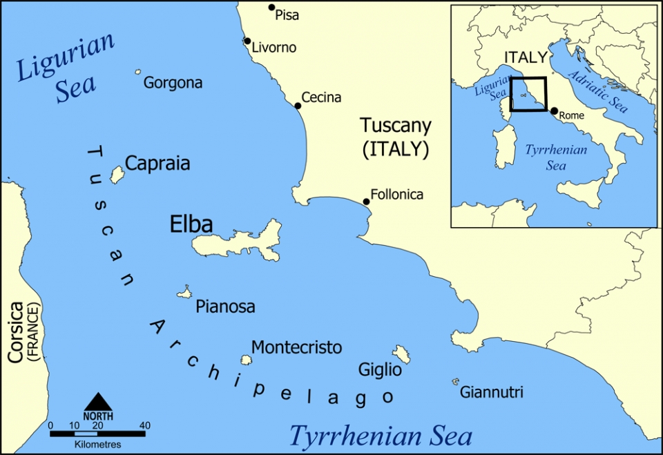 엘바섬의 위치 /위키피디아