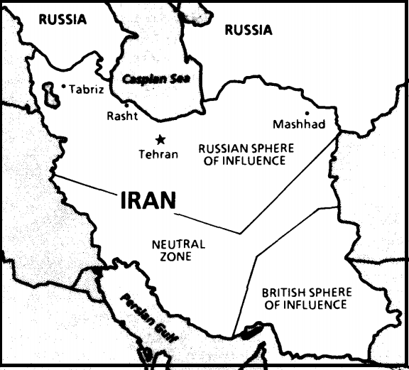 1907년 영국-러시아의 페르시아 분할 /위키피디아